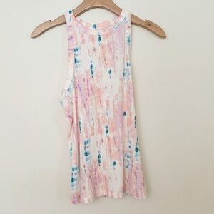 Old Navy Active Ribbed Tie-Dye Tank Top Womens Sz Small Pink and Blue Racerback